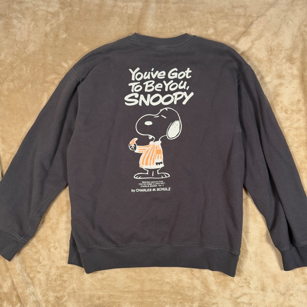 Uniqlo Peanuts Youve Got To Be You Snoopy Sweatshirt Mens Medium UT Gray